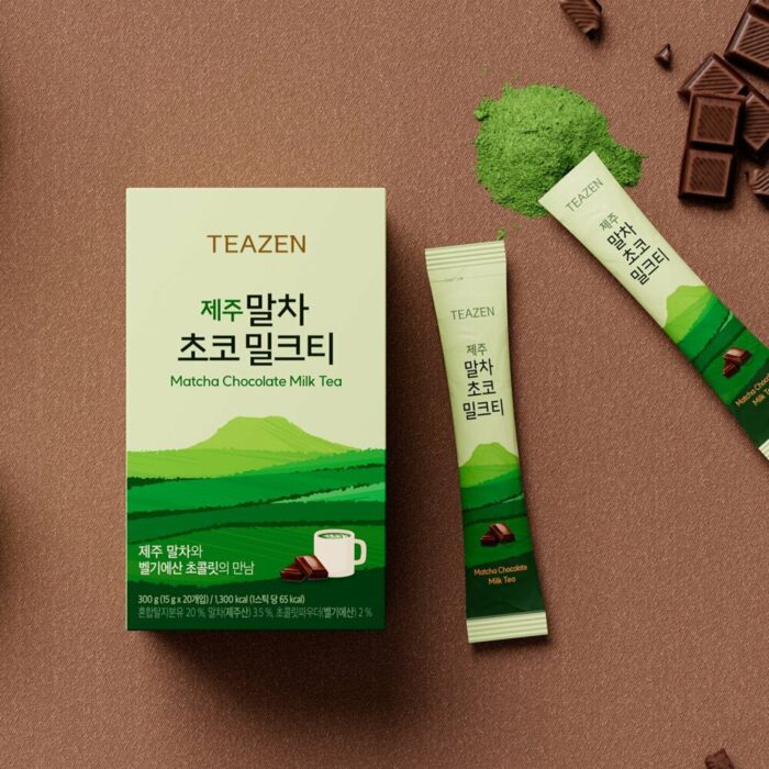 TEAZEN Matcha Chocolate Milk Tea 15g*20sticks - Image 2