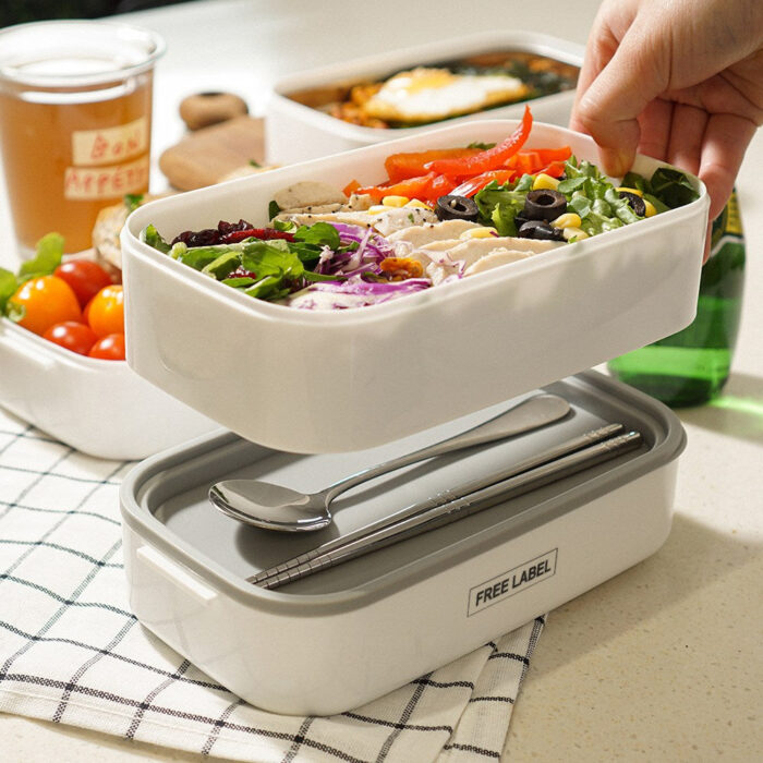 FREE LABEL 2 Tier Stainless Steel Lunch Box Set