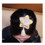 BEEU Hanbok Kids Hairband-11.Mother-of-pearl Silk Tassel Hairband Yellow
