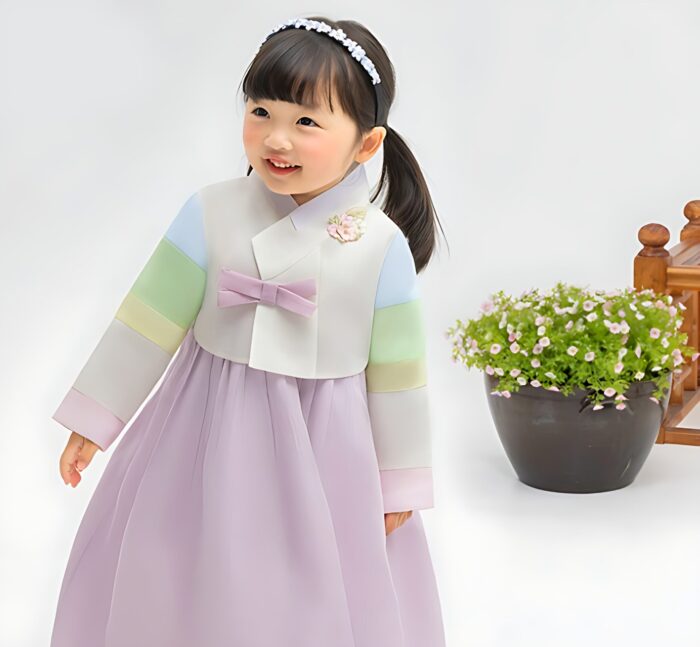 Girls' Purple Ribbon Hanbok Set AW116