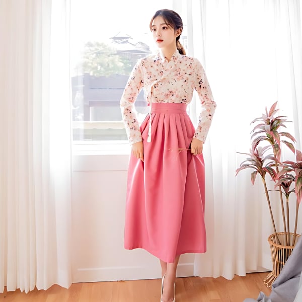 CHU Women's Modern Hanbok Naraehwa Jeogori + Naeun Rose Waist Skirt