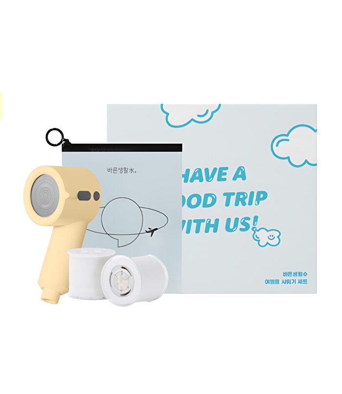BAREUNSOO Travel Mini Shower Head+Right Filter 2p Set