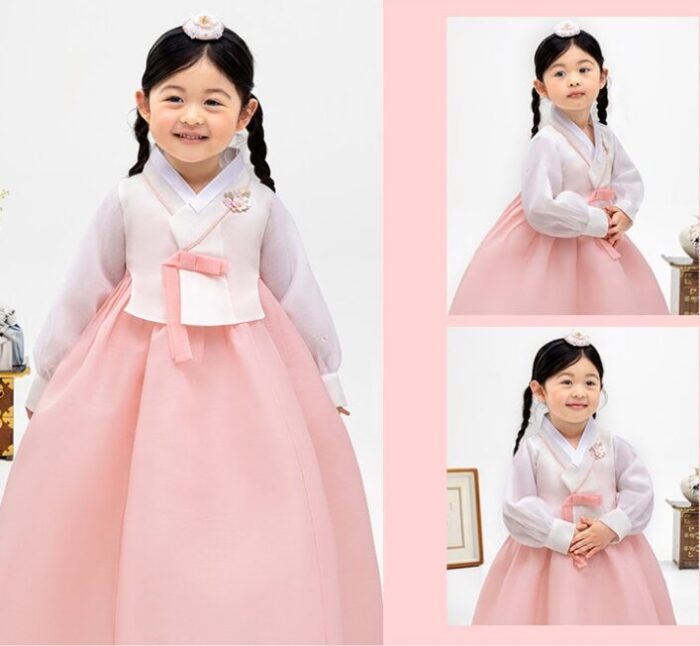 Female Sleeve Lace Girls' Children's Hanbok Set AW159 - Image 3