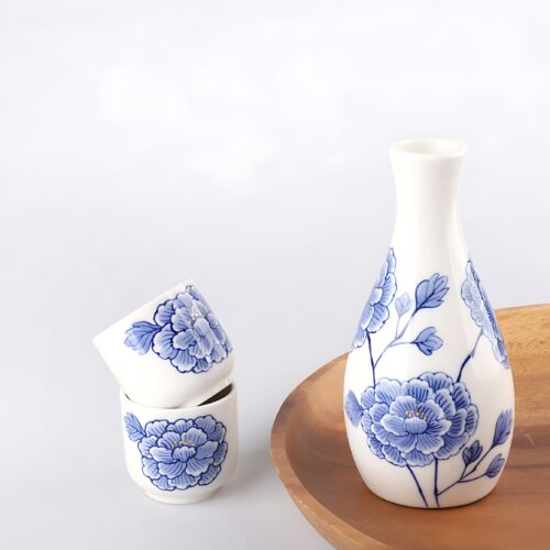 K-Heritage Cheonghwa Baekja Peony-patterned Wine Glass&Bottle Set / Wine Glass 2pcs Set