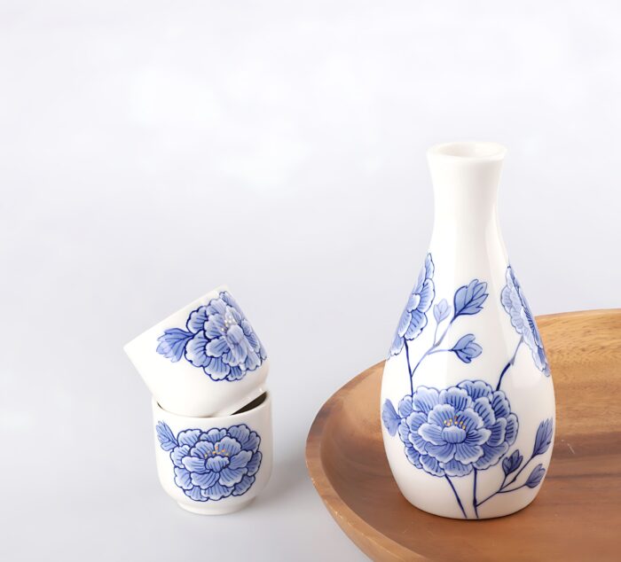 K-Heritage Cheonghwa Baekja Peony-patterned Wine Glass&Bottle Set / Wine Glass 2pcs Set
