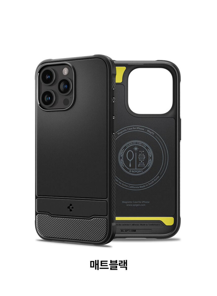 spigen iPhone 15 Pro MagSafe Case Rugged Armor Magfit - Matte Black - Image 2