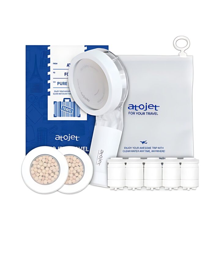 atojet Travel Mini Filter Shower Head+2Head Filters+5Body Filters+Pouch Set