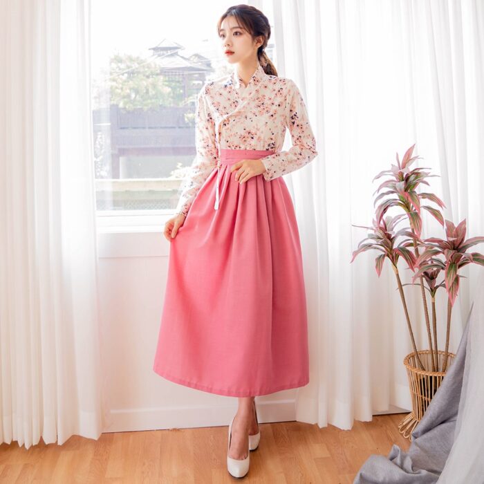 CHU Women's Modern Hanbok Naraehwa Jeogori + Naeun Rose Waist Skirt - Image 2