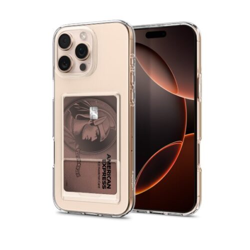 spigeniPhone 16 Pro Max Case Slim Card Storage Crystal Slot - Crystal Clear
