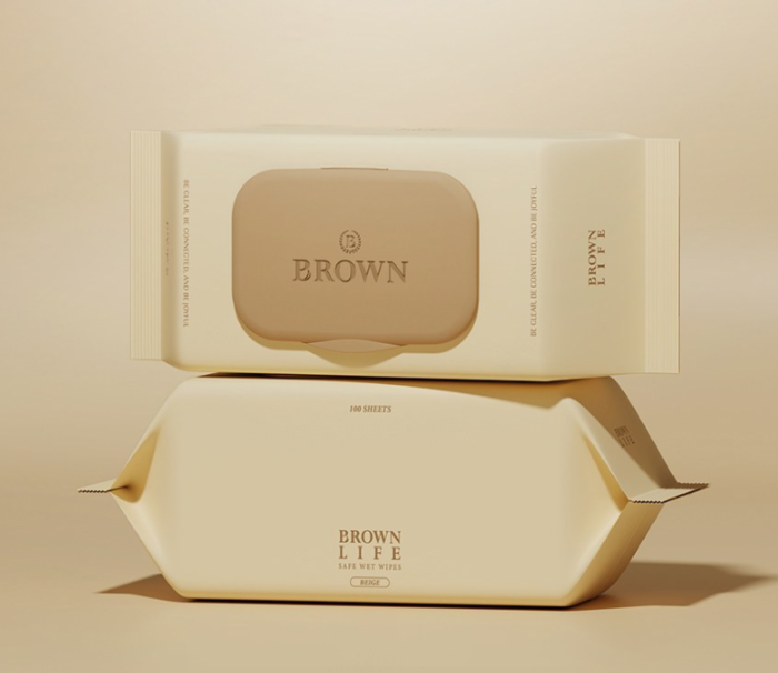 BROWN LIFE Beige Embossed Baby Wipes 100sheets 294g*100packs