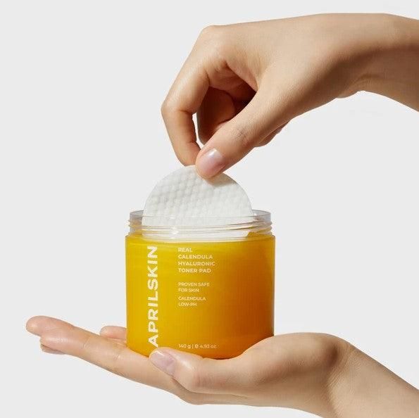 APRILSKIN Real Calendula Hyaluronic Toner Pad 140g 60EA - EmpressKorea