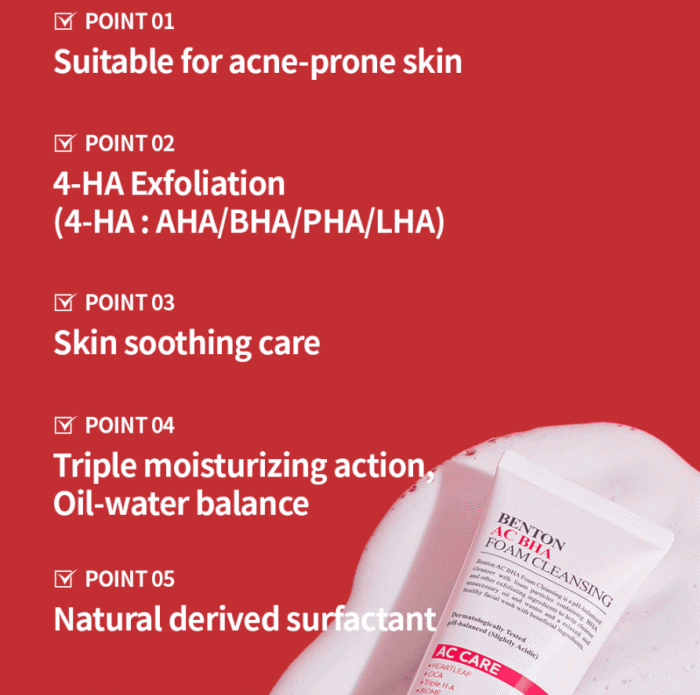 BENTON AC BHA Foam Cleansing 120ml - EmpressKorea
