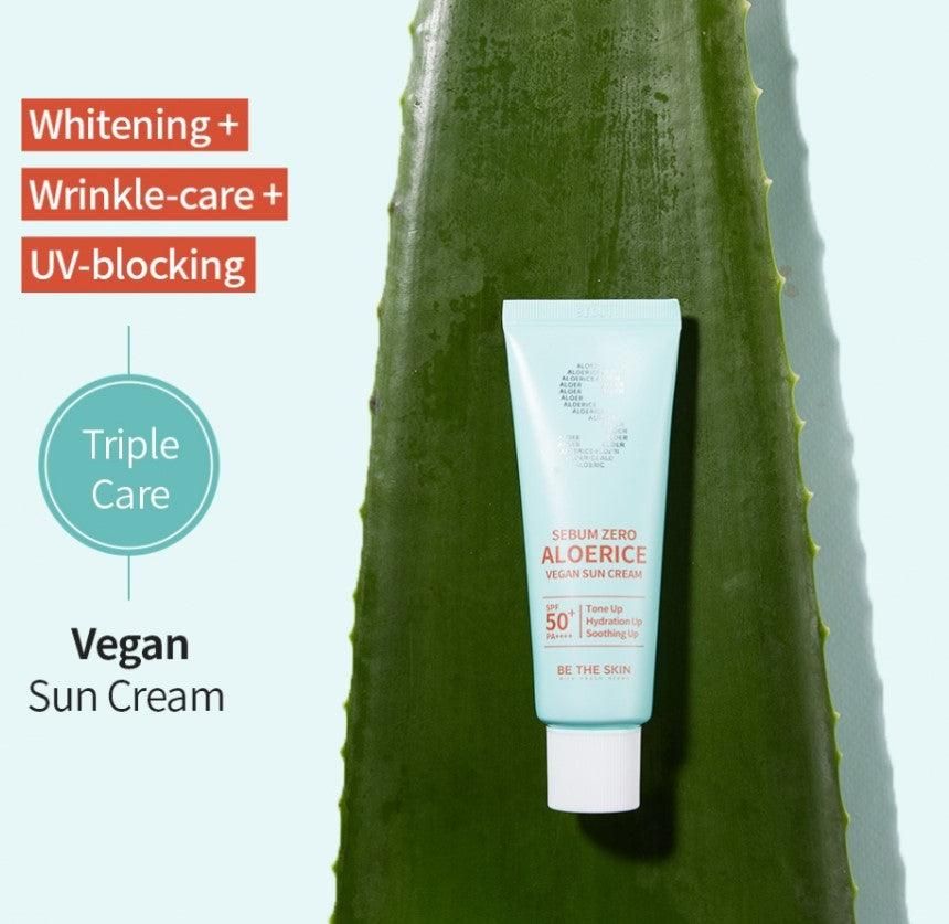 BE THE SKIN Sebum Zero Aloerice Vegan Sun Cream SPF 50+ PA++++ 50ml - EmpressKorea