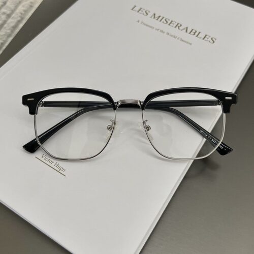 Dynamic People Lightweight blue light blocking fashion transparent semi-rimless low gold rimmed glasses - EmpressKorea
