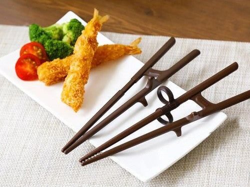Edison Adult Correction Chopsticks Right Hand Brown 2pcs - EmpressKorea