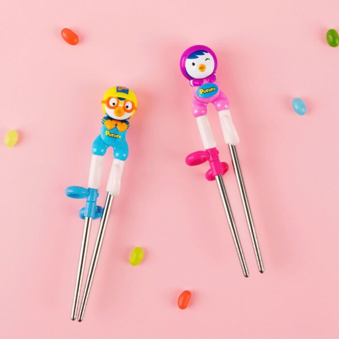 Edison children's three-dimensional stainless steel correction chopsticks right handed set of 2 - EmpressKorea