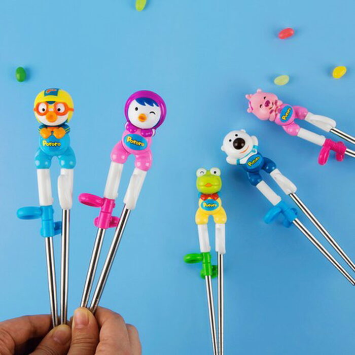 Edison children's three-dimensional stainless steel correction chopsticks right handed set of 2 - EmpressKorea