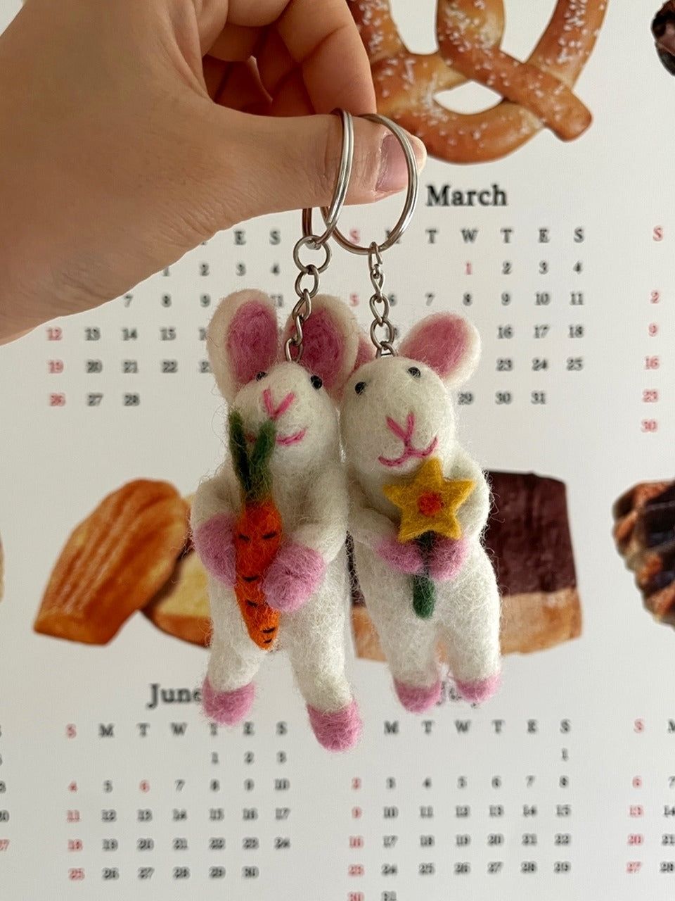 Elegant table PINK RABBIT KEYRING_3 types - EmpressKorea