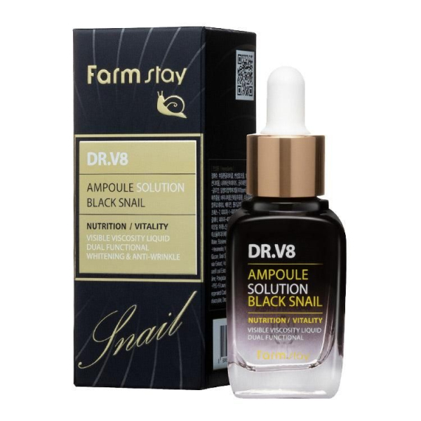 FARMSTAY DR-V8 AMPOULE SOLUTION BLACK SNAIL 30ml - EmpressKorea