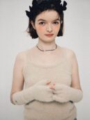 FUNFROMFUN FUZZY KNIT LONG GLOVES, BEIGE - EmpressKorea
