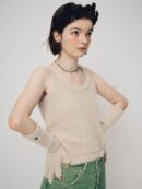 FUNFROMFUN FUZZY KNIT LONG GLOVES, BEIGE - EmpressKorea