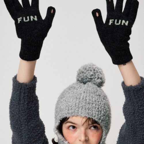 FUNFROMFUN MESSAGE WOOL GLOVES, CHARCOAL - EmpressKorea