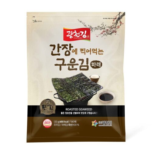 Gwangcheon Seaweed Roasted green seaweed for dipping in soy sauce, 120g - EmpressKorea