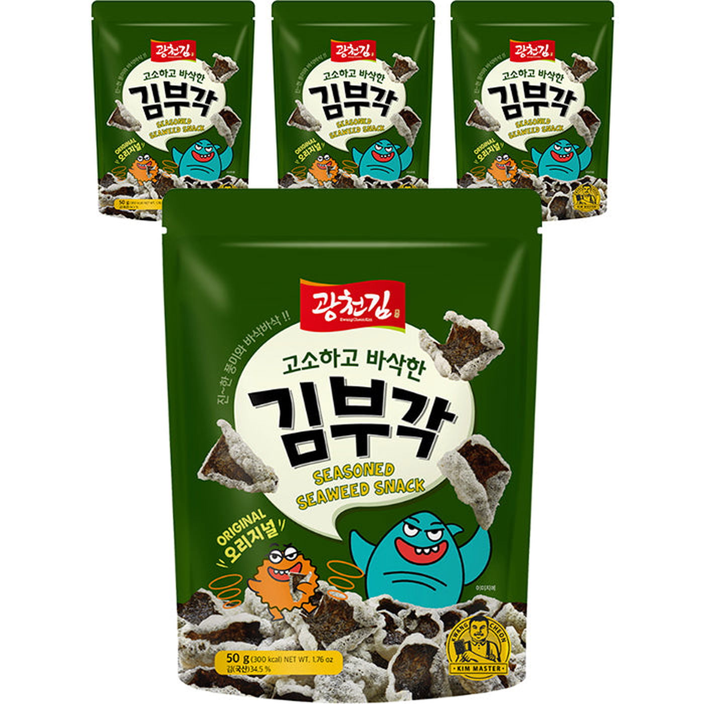 Gwangcheon Seaweed Savory and Crispy Seaweed Original, 50g, 4 pieces - EmpressKorea