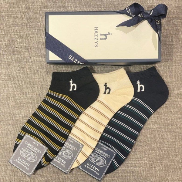 HAZZYS Men's Puppy Embroidery Cotton Blend Ankle Socks 3 Types Gentleman's Socks Men's Gift Set HZSS3E304-JS - EmpressKorea