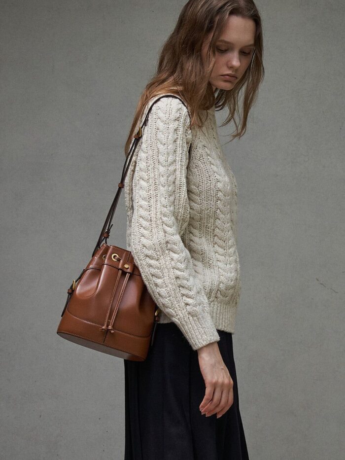 HERVE CLASSIC BUCKET BAG Tan - EmpressKorea