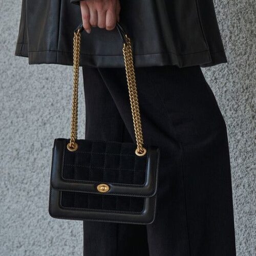 HERVE DAMIER BAG Suede Black - EmpressKorea