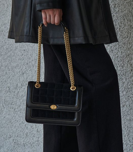 HERVE DAMIER BAG Suede Black - EmpressKorea