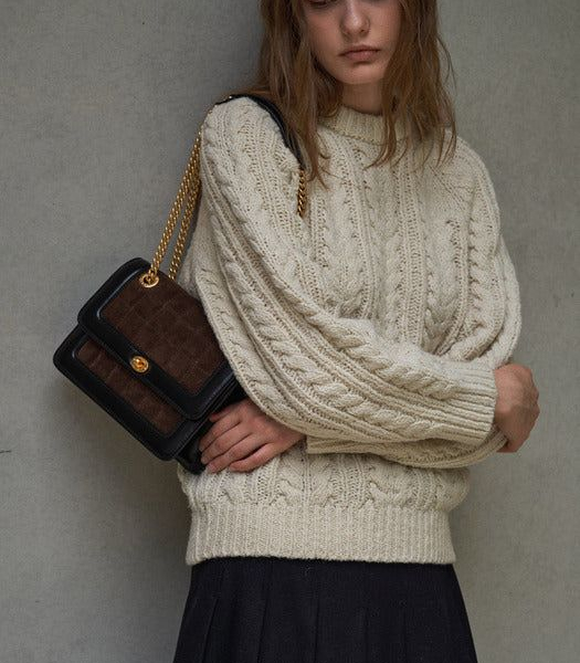 HERVE DAMIER BAG Suede Brown - EmpressKorea