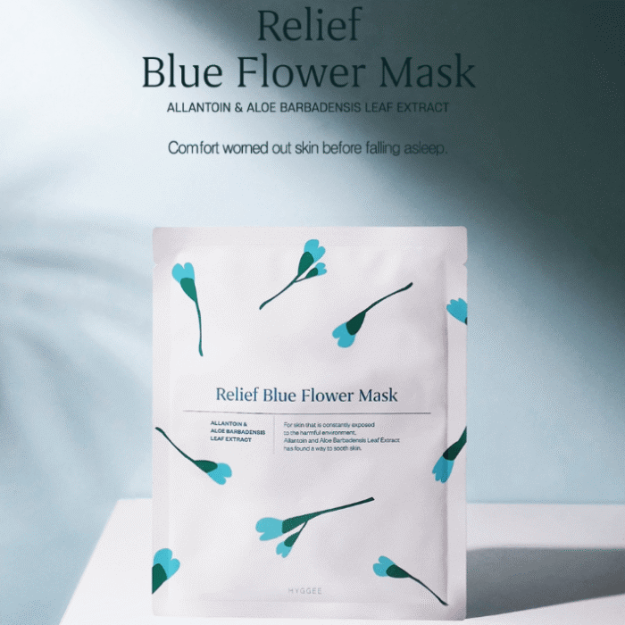 HYGGEE Relief Blue Flower Mask 10EA - EmpressKorea