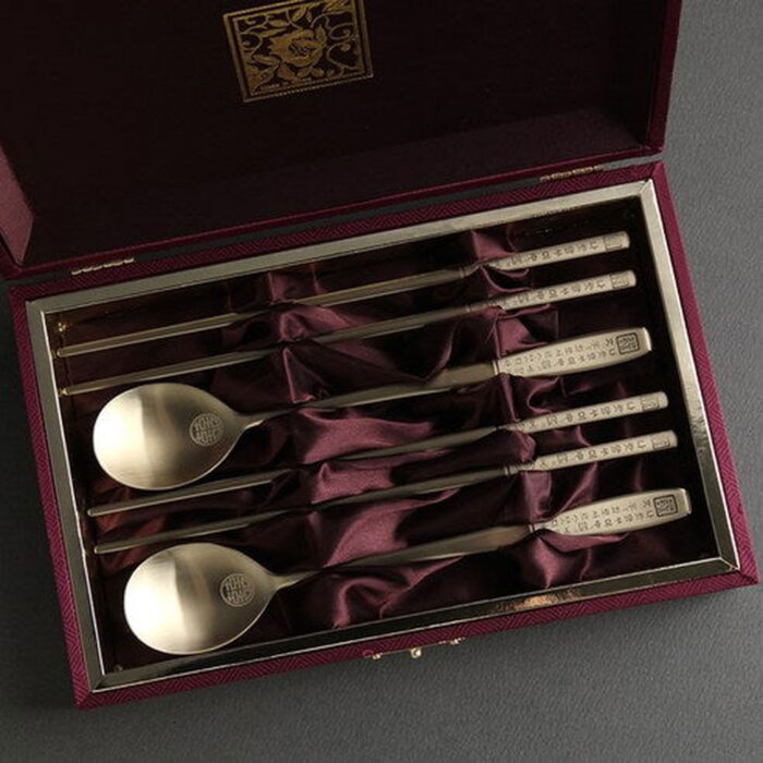 Hunminjeongeum Gold Spoon Set - EmpressKorea