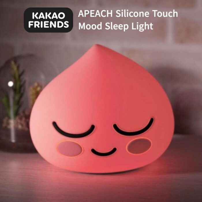 KAKAO FRIENDS Silicone Touch Mood Sleep Light Apeach 3 Level Brightness Control Soft Material AAA Battery USB Cable Power - EmpressKorea