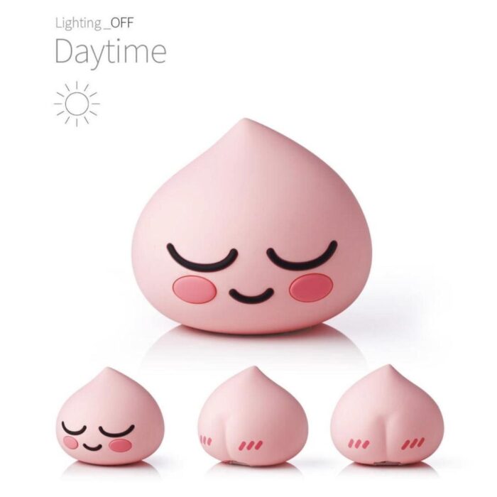 KAKAO FRIENDS Silicone Touch Mood Sleep Light Apeach 3 Level Brightness Control Soft Material AAA Battery USB Cable Power - EmpressKorea
