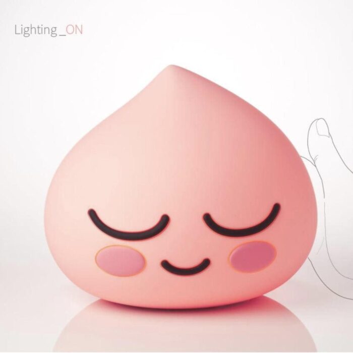 KAKAO FRIENDS Silicone Touch Mood Sleep Light Apeach 3 Level Brightness Control Soft Material AAA Battery USB Cable Power - EmpressKorea