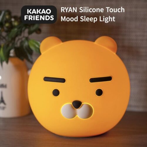KAKAO FRIENDS Silicone Touch Mood Sleep Light RYAN 3 Level Brightness Control Soft Material AAA Battery USB Cable Power - EmpressKorea