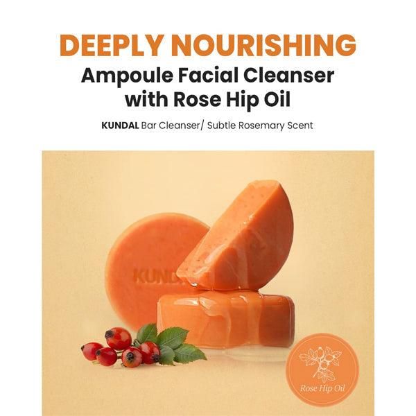KUNDAL Premium Deep Nourishing Rose Hip Oil Ampoule Bar 100g - EmpressKorea