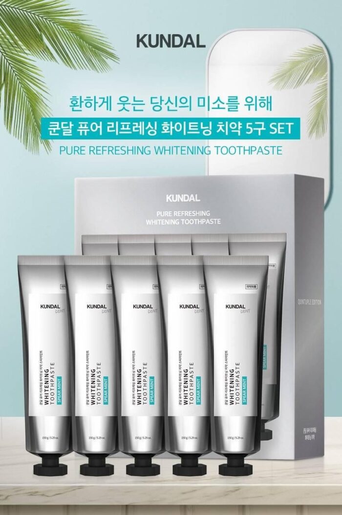 KUNDAL Pure Refreshing Whitening Toothpaste 150g x 5pcs - EmpressKorea