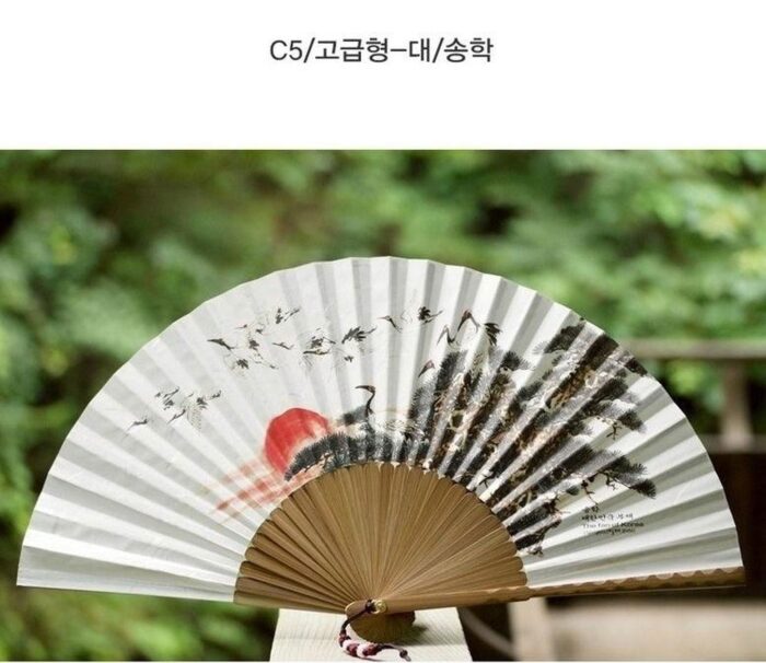 Korean Traditional Hanji Bamboo Folding Fan - EmpressKorea