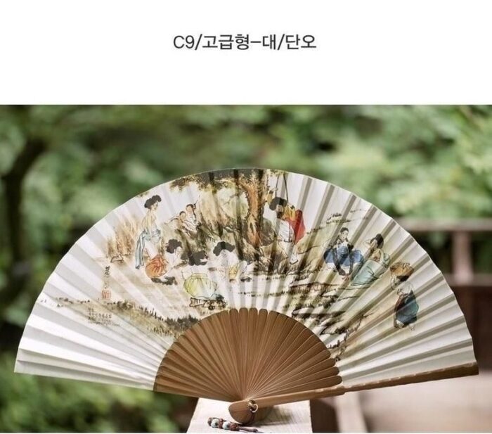Korean Traditional Hanji Bamboo Folding Fan - EmpressKorea