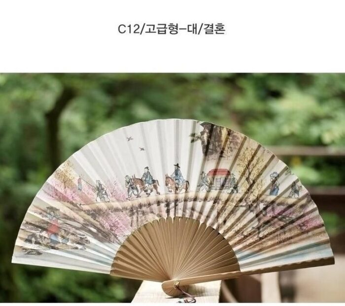 Korean Traditional Hanji Bamboo Folding Fan - EmpressKorea