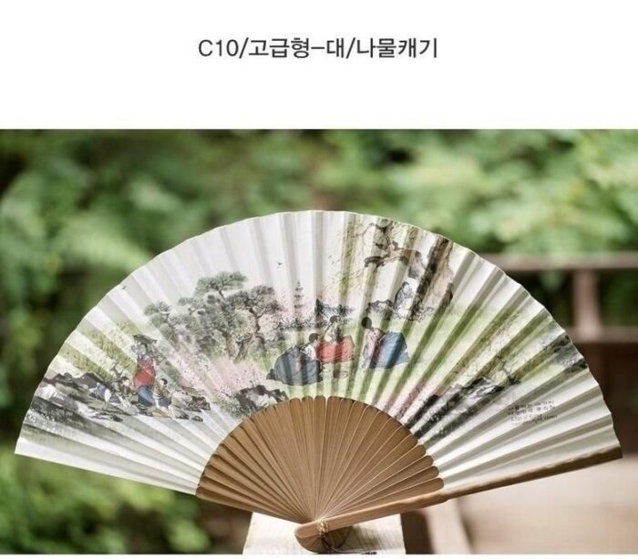 Korean Traditional Hanji Bamboo Folding Fan - EmpressKorea