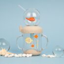 LITTLE CLOUD Infant Water Spouting Fish Handle Straw Cup + Straw Cleaning Brush + Additional Straw Set - EmpressKorea