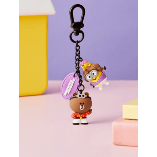 Line Friends - MINIONS Brown & Bob Waggle Waggle Keyring - EmpressKorea