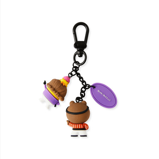 Line Friends - MINIONS Brown & Bob Waggle Waggle Keyring - EmpressKorea