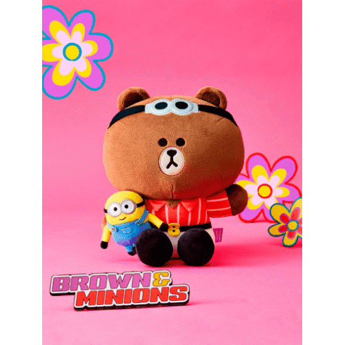 Line Friends MINIONS BROWN Costume Sitting Plush Toy 25cm - EmpressKorea