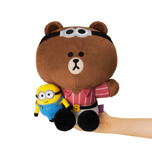 Line Friends MINIONS BROWN Costume Sitting Plush Toy 25cm - EmpressKorea